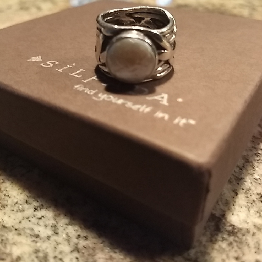 Silpada Sterling Silver & Pearl Mermaid Ring SZ 6